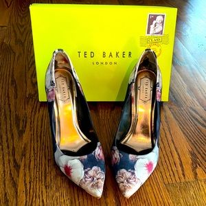 Ted Baker Navy Floral Print Pumps
